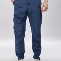 THREE DAYS Men Relaxed Regular Fit Mid-Rise Flat-Front Cargos Trousers-image-37