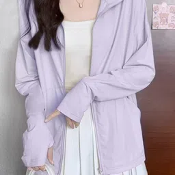 HERE&NOW Women Long Sleeves Front-Open Hooded Sweatshirt-image-93