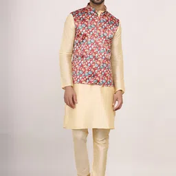 Sadree Men Regular Dupion Silk Kurta with Churidar-picture-4