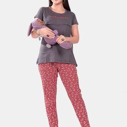 SWEET MOON Printed Round Neck Maternity Night Suit-image-33