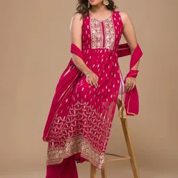 Xomantic Fashion Pink Georgette Kurta Sets-picture-13