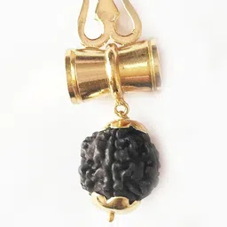 Divine souvenirs Gold-Plated Circular Rudraksha Pendant-image-15