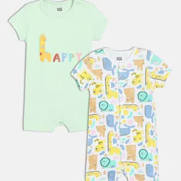 MINI KLUB Boys Pack Of 2 Printed Pure Cotton Rompers-image-35