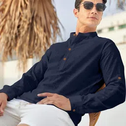 Fifth U Men Navy Blue Kurta-47