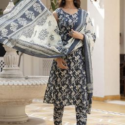 Dhibha Women Blue Cotton Blend Clothing Set-picture-13