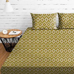 Aura Camel Brown & Off White Printed 230 TC Microfiber King Bedsheet Set 1.04 m x 90 cm-picture-41