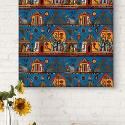 Myntra Elegant Homes Blue & Green Traditional Art Canvas Wall Art-image-18