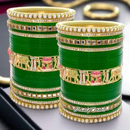 BeautyTrends Set Of 58 Gold-Plated Kundan-Studded Bangles-31