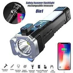 cilesis 8-in-1 LED Flashlight with Safety Hammer - Ultra Bright, Rechargeable Torch image 3
