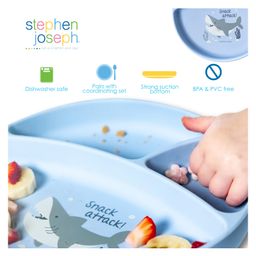Stephen Joseph Silicone Shark Print Plate - Silver image 5