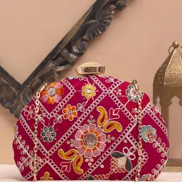 ARTKLIM Floral Embroidered Sequinned Box Clutch-picture-19