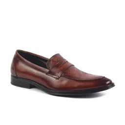FAUSTO Men Genuine Leather Formal Textured Slip On Shoes-image-75