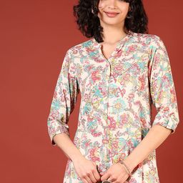 V-Mart Floral Printed Mandarin Collar Straight Kurta-image-62