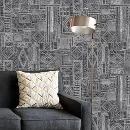 ArtzFolio Printed UV-Resistant Anti-Bacterial Black & White Embroidered Pattern Peel & Stick Wallpaper-83