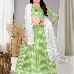 F Plus Fashion Girls Semi-Stitched Lehenga & Unstitched Blouse Net-image-23