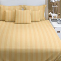 HOME PLUS STUDIOS Beige Striped 250 TC King Bedsheet with 2 Pillow Covers-image-38
