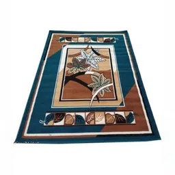 Samjeeda Handloom carpets Blue & Brown Floral Printed Anti-Skid Carpet-image-13