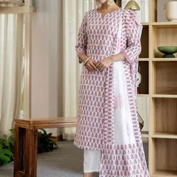 SKYLEE Women Ethnic Motifs Printed Regular Kurta with Trousers & With Dupatta-picture-9