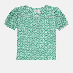 YOUNG BIRDS Geometric Print Puff Sleeve Top-picture-32