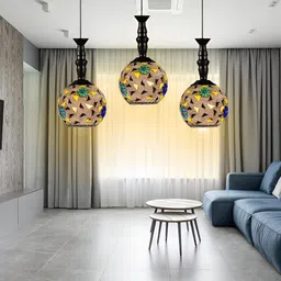 KINIS Purple & White Glass Spherical Shaped Ceiling Lamp-38
