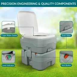 plantex Portable Toilet with 10 Liters Water Tank/Camping Commode with Piston Pump/ Commode For Toilet/Commode For Travel-(APS-N3120T) Western Commode image 4