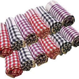 Multipurpose Cotton 120 GSM Checked Kitchen Napkin ( 15X15 Inch) (Pack of 6) Multicolor Cloth Napkins-26