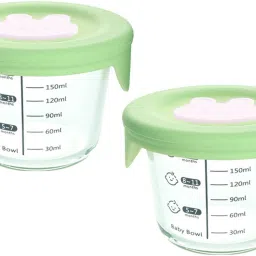 2 Pack 180ml Glass Baby Food Containers - Leakproof Storage Jar with Measurement- Glass-28