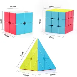 d eternal cube 2x2 3x3 and Pyraminx Triangle cube stickerless high speed magic Cube combo Brainstorming Puzzle Game Toy image 2