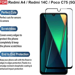 EITANSHA CREATION Edge To Edge Tempered Glass for Redmi A4 5G, Redmi 14C 5G, POCO C75 5G, POCO M7 5G, POCO C71 image 2