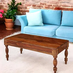 Ikiriya Coffee Brown Wooden Natural Teak Finish Rectangle Coffee Table-image-68