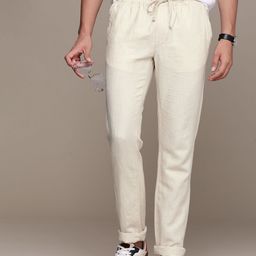 Nautica Men Linen Cotton Slim Fit Regular Trousers-picture-58