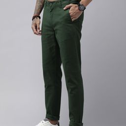 Roadster Men Dark Green Straight Fit Solid Trousers-image-66