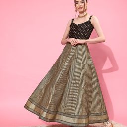 Ahalyaa Chevron Printed Maxi Ethnic Dress-image-57