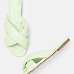Van Heusen Woman Mint Green Solid Strappy Open Toe Flats-97