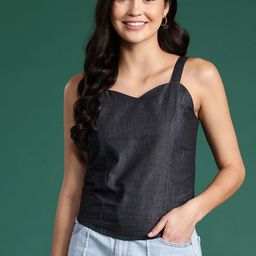 DressBerry Bizwear Smocked Back Chambray Top-image-68