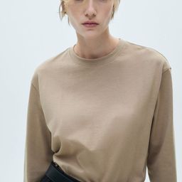 MANGO Drop-Shoulder Sleeves Pure Cotton T-shirt-image-41