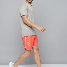 Alcis Men Peach-Coloured Typography Printed Running Shorts image 1