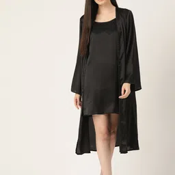 ETC Women Solid Satin Nightdress With Robe-image-99