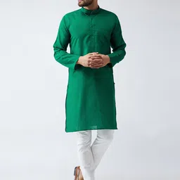 SOJANYA Men Green Solid Straight Kurta-image-45