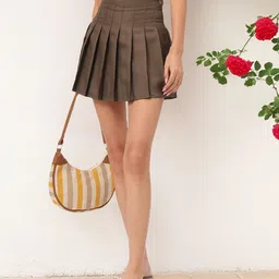 DressBerry Pleated Flared Mini Skirt-image-10