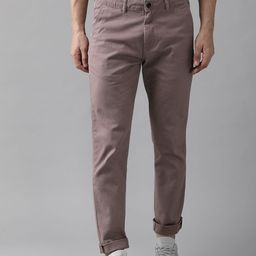 Roadster Men Mauve Slim Fit Chinos Trousers-picture-5