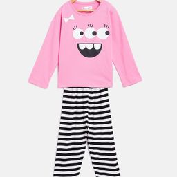 FUNKRAFTS Kids Pink & Black Printed Night suit-54