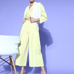 PANIT Women Alluring Lime Green Solid Top with Palazzos-image-87