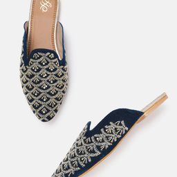 House of Pataudi Ethnic Embellished Mules-image-40