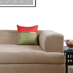 ANS Red & Green Single Colourblocked 16" X 16" Square Cushion Cover-48