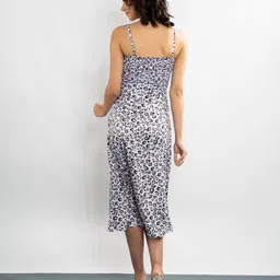 Stylecast X Hersheinbox Smocked Animal Print Satin A-Line Midi Dress image 4