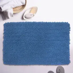 BIANCA Super-Soft Shaggy Floor Rug With Non-Slip Back -1pc Medium (yakuza) solid-blue-23