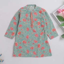 The Magic Wand Kids Green Floral Print Full Sleeves Kurta-picture-39