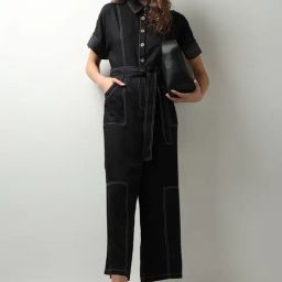 Vero Moda Black & White Linen Maxi Jumpsuit-image-55