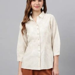 Latin Quarters Beige Self Design Shirt-60